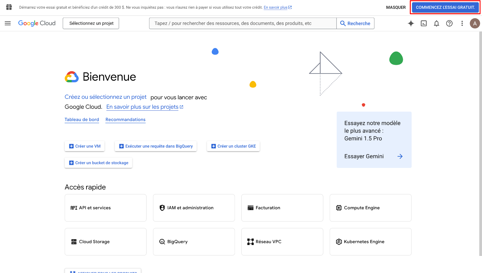 Connexion à Google Cloud pour créer une clé reCAPTCHA
